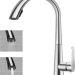 keuken, keukenkraan, mengkraan, hoge druk, keukenkraan, uittrekbaar, 360 graden draaibaar, eenhands-wastafelarmatuur, sproeier 2 modi met 60 cm koud warm water aansluit-wastafelarmatuur, chroom