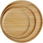 100% bamboe borden, ronde houten borden, bamboeplaten, bamboedecoratie, platte borden, bamboe servies, serviesset, houten bordenset, herbruikbare borden, 3-delige set (1 x 20 cm, 1 x 25 cm, 1 x