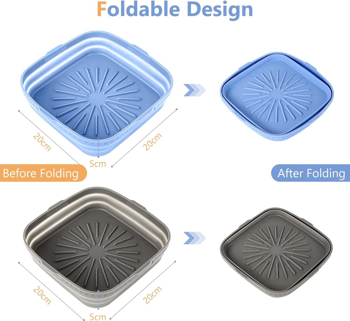 2 stuks Air Fryer siliconen pot, opvouwbare siliconen vorm, heteluchtfriteuse, anti-aanbaklaag, siliconen bakplaat, airfryer, siliconen vorm voor oven, cakevorm, magnetron 2 stuks Air Fryer siliconen pot, opvouwbare siliconen vorm, heteluchtfriteuse, anti-aanbaklaag, siliconen bakplaat, airfryer, siliconen vorm voor oven, cakevorm, magnetron