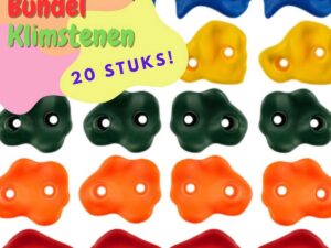 20x Handgrepen en Klimstenen - vijf kleuren - Premium Fun voor Onze Kleine Klimmers - Voordeelbundel van 20 Klimstenen J1001