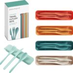 BRAMBLE 5 Sets Reisbestek met Etui, 5 Kleuren - Meeneembestek - Herbruikbaar, Draagbaar & Ecologisch - Camping, School, Picknick, Lunch Box