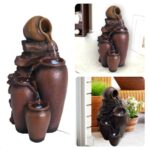 Cheqo® Waterornament Kruik - Waterval - Woondecoratie - 40cm - IP20 - 3 LED - 23x21xH40.5cm - Polystone/Polyresin - 150cm Kabellengte - Binnen Fontein