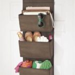 Hangende opberger met 3 grote zakken - voor bergkasten in slaapkamers, hal, entree, bijkeuken - zacht materiaal/stof/gestructureerd patroon/deurbevestiging/inclusief haken - Espresso