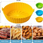 Siliconen pot voor airfryer, siliconen airfryer, airfryer-accessoires, siliconen airfryer, herbruikbaar, gemakkelijk te reinigen, olie- en hoge temperatuurbestendig 240 °C (20,5 cm) (geel)