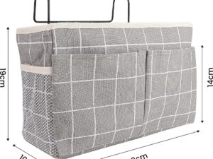 2 stuks bedtassen, bed-organizer, hangtas, opbergtas, hangende multi-pocket met grote capaciteit, bedside pocket voor boek, snacks, afstandsbediening enz. (wit, grijs rood)