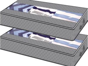 2 stuks grote opbergtas, opbergtas voor kleding met dubbele ritssluiting, herbruikbare opbergtas voor dekbed, deken, speelgoed, doorschijnend (90L x 2)