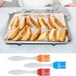 3 stuks bakplaat van koolstofstaal, ovenplaat, taartplaat, bakplaat, gouden vetpan, bakoven, dienblad, rechthoekig, voor oven, oven, fornuis, bakken, serveren, met 3 siliconen oliekwasten