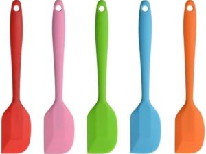 5 stuks deegschraperset siliconen spatel met metalen kern, ideaal voor koken en bakken, siliconen keukengerei, hoogwaardig hittebestendig, anti-aanbak-keukenbakgereedschap
