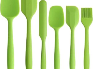 6 siliconen spatels, hittebestendig tot 500 °C, BPA-vrij, siliconen deegschraper met metalen kern, non-stick en naadloos ontwerp uit één stuk voor bakken of koken (groen)