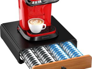 64 Capsule Houder voor Capsule Lade Metalen Koffie Capsule Houder Capsule Dispenser Stand Koffie Capsule Stand Lade Plank Stapelbare Stand voor Opslag Zwart