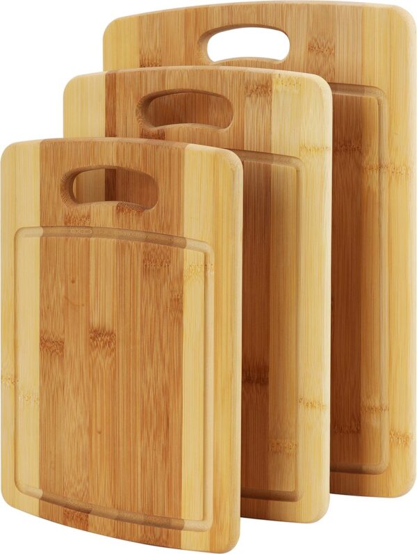 Belle Vous 3 Pak Bamboe Houten Snijplanken - 3 Verschillende Maten - Houten Snijborden voor Koken & Serveer Trays - Keuken Snijplank Set voor Groentes, Vlees, Kaas & Meer