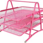 Belle Vous 3 Roze Laags Brieven Organizer Tray - Metalen A4 Bureau Folder Rek Houder Document Papieropslag Plank voor Kantoor/Tafel, Huis, Studeerkamer of School