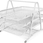 Belle Vous 3 Witte Laags Brieven Organiser Tray - Metalen A4 Bureau Folder Rek Houder Document Papieropslag Plank voor Kantoor/Tafel, Huis, Studeerkamer of School
