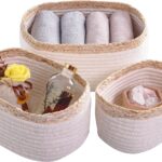 Gevlochten opbergmand, 3-delige set, decoratie voor badkamer, woonkamer, kinderkamer, slaapkamer, organizer van planken, kasten, luiertafel voor handdoek, speelgoed opslag