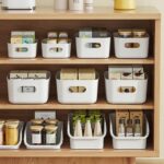 HapiLeap Plastic opbergdozen, meerdere kleuren organisatie opbergmanden voor keuken, kast, kantoor, badkamer, speelgoed, thuis opgeruimd open opbergbakken met handgrepen (9 stuks)