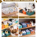 HapiLeap Plastic opbergdozen, meerkleurige organisatie opbergmanden voor keuken, kast, kantoor, badkamer, speelgoed, huishoudelijke opbergbakken met handgrepen (7 stuks)