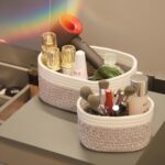 Opbergmand van gevlochten katoenen touw, 4-delige set, manden, opslag, badkamer, luiertafel, organizer, gevlochten mand, stapelbare multifunctionele organisatiecontainer voor decoratie kinderkamer