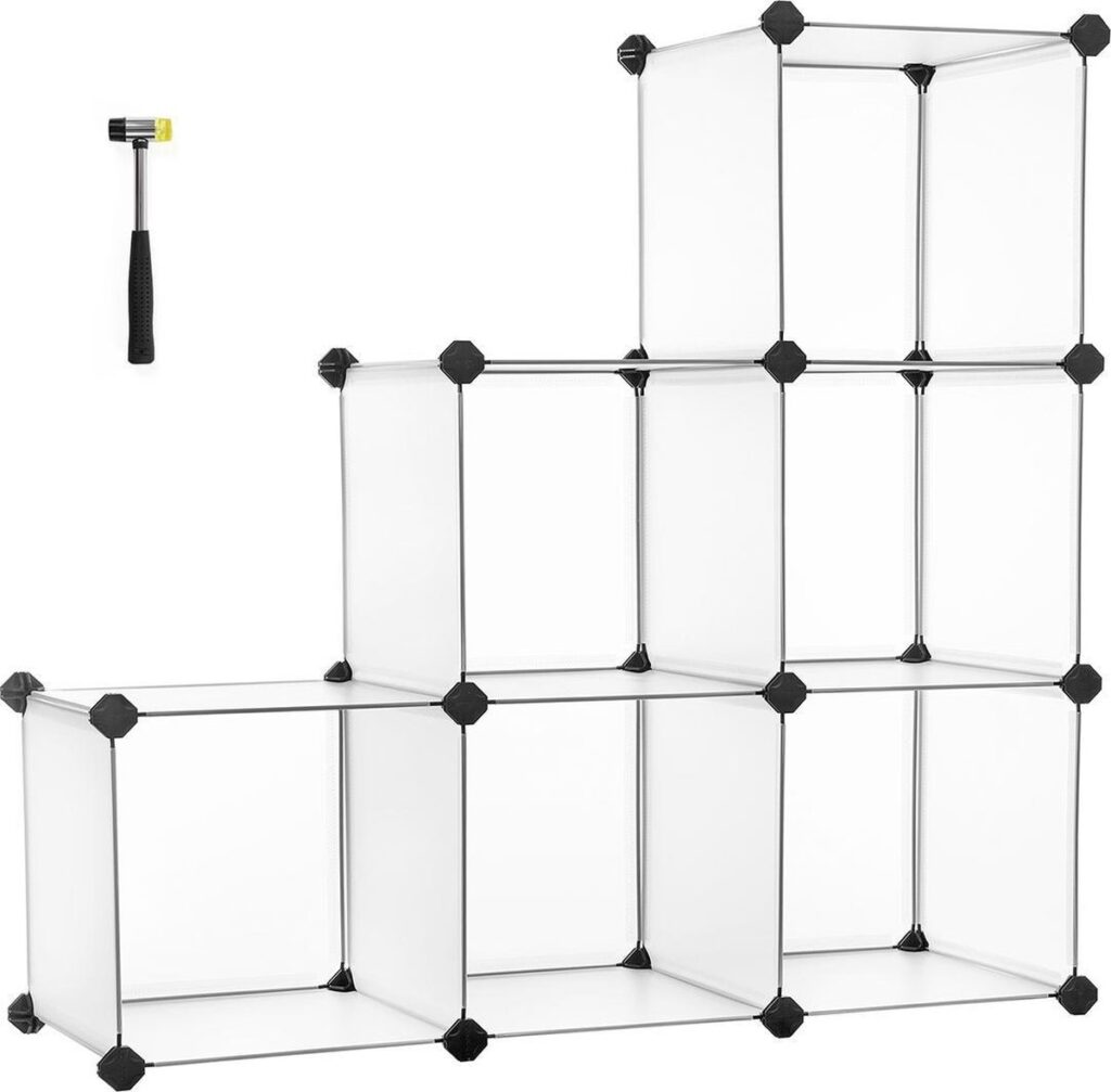 Wandkubus Set - Kubus voor aan de muur - Zwevende wandkast - Wit MDF Hout - Wit