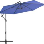 The Living Store Hangende Parasol - Blauw - 300 x 244 cm - UV-beschermend - Zwenkbaar