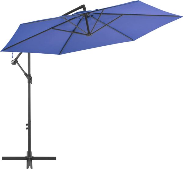 The Living Store Hangende Parasol - Blauw - 300 x 244 cm - UV-beschermend - Zwenkbaar
