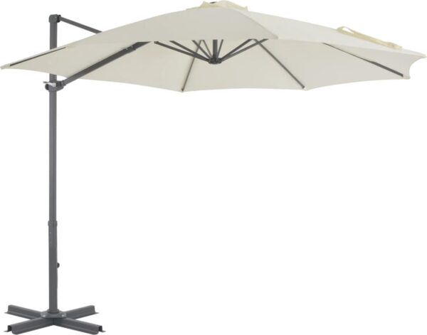 The Living Store Hangende Parasol Zandkleurig 300 x 238 cm - UV-beschermend Polyester - Zwengelsysteem - Aluminium Baleinen