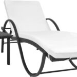 The Living Store Ligbed Ibiza - Ligbedden - 193 x 65 x 56 cm - Inclusief kussen - Zwart rattan