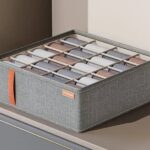 Without Lemon - Set van 2 - Sokken Organizer - 20 vakken - Opberger - Verdeler - Lade - 32x32x11 CM - Licht Grijs