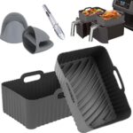 2 stuks siliconen mal voor Dual Zone heteluchtfriteuse, luchtfriteuse voegt accessoires in voor Ninja Foodi Max Dual Zone, AirFryer siliconen mal voor Ninja AF300EU AF400EU DZ201 DZ401