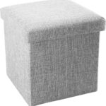 30 x 30 x 30 cm kruk stoffen bewaardoos met linnen look en in elkaar te vouwen kist met deksel