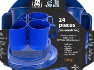 360° degrees - Group Dinner Set 24-delig - Campingservies - Borden, Bestek, Bekers - 4 pers. - Blauw