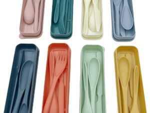 8 Stuks Herbruikbaar Plastic Bestek Herbruikbaar Camping Bestek Mes Vork Lepel met Etui voor Reizen, Buitenshuis Picknicks