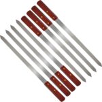 Adana Plat Barbecue Spiezen, Roestvrij Staal, 60 cm Vleesvork, Extra Lange Kebab Spiezen, Vleesspiezen, Barbecue Accessoires voor Barbecuegereedschap, Pak van 8.