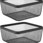 Draadmand - opbergmand- voor diverse items - voor keuken, slaapkamer, badkamer - metaal - 30,5 x 30,5 x 15,2 cm. - zwart