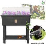 Floracon Kweektafel op Poten - Kweekbak - Incl. Beschermingsdeksel - Antraciet - Afmetingen: 75 x 36 x 93 cm - Moestuinbak - Bloembak - Moestuinbak op Poten - Kruidentafel - Plantenpot - Plantenbakken voor Buiten