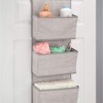 Hangende opberger met 3 grote zakken - zacht materiaal/herrinbone print/deurbevestiging - voor kinderkamers/speelkamers/babykamers - inclusief haken - linnen