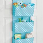 Hangende opberger met 3 grote zakken - zacht materiaal/herrinbone print/deurbevestiging - voor kinderkamers/speelkamers/babykamers - inclusief haken - turkoois/wit