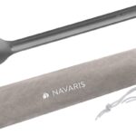 Navaris Spork met extra lange handgreep - Campingbestek van titanium - Bestek voor onderweg - Lichtgewicht vork en lepel in 1 - Inclusief bewaarzakje