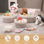 Opbergmand van gevlochten katoenen touw, 4-delige set, manden, opslag, badkamer, luiertafel, organizer, gevlochten mand, stapelbare multifunctionele organisatiecontainer voor decoratie kinderkamer