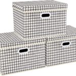 Opvouwbare opbergdozen met deksel, groot, opbergdozen met deksel, stoffen opbergdozen voor kasten, speelgoed, organisatie van huis en kantoor, 3 stuks, grijs