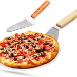 Pizzaschep, roestvrij staal en taartschep met houten handvat, voor het bakken van eigengemaakte pizza, brood, taart en koekjes