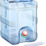 Waterkan met kraan en schroefdop, kampeerwaterkan, BPA-vrije drinkwaterkan, draagbare watertank met handvat voor caravan, picknick, wandelen, transparant blauw.