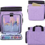 Wollen tas voor garen, handwerktas voor breien, breitas voor garen, haaknaalden, breinaalden (tot 14 inch) en andere accessoires, lichtpaars
