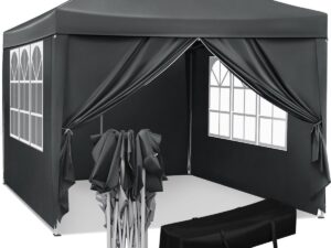 Woltu - Partytent - Opvouwbaar - EasyUp - Paviljoen - voor Buiten - Tuinfeest - 3x3m - Waterdicht - UV Bestendig - Anthracite