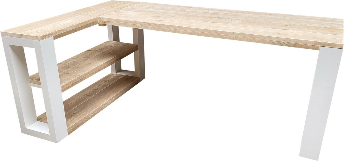 Wood4you - Hoekbureau - New Orleans - steigerhout met zijkastje Wood4you - Hoekbureau - New Orleans - steigerhout met zijkastje